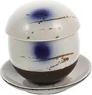 CIYODO Set of Japanese Style Ceramic Soup Cup Bird's Nest Cup Stewing Bowl with Lid Porcelain Ramekins for Hot Soup