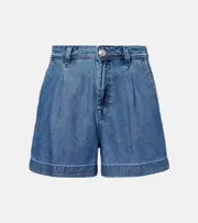 [7 For All Mankind] 7 For All Mankind Hilo pleated denim shorts UK 12 blue