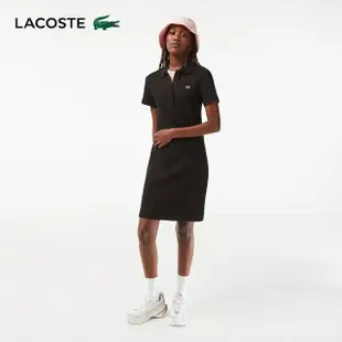 【LACOSTE】女裝-有機棉Polo領短袖洋裝(黑色)