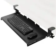 Large Keyboard Tray Under Desk Pull Out with Extra Sturdy C Clamp Mount Syste...
