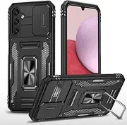 Ylzhe for Samsung Galaxy A05S Case with Slide Camera Cover 360° Kickstand Ring Holder,Heavy Duty Protective Shockproof Phone Back Military Grade Protective Cover for Galaxy A05S Black