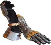 Medieval Articulated Gauntlets with Brass Accents Rustic Vintage Home Decor Gif