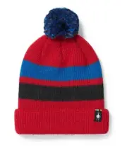 NWT Smartwool Kid's Rhythmic Red Striped Pom Beanie Youth A17