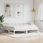 Daybed with Trundle White 92x187 cm Single Size Solid Wood Pine