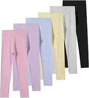 [Chicduo] 6 Pack Girls Leggings Girls High Waisted Stretchy Yoga Pants Soft Comfortable Leggings for Girls