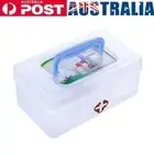 3 Lattice Transparent Rectangular Medicine Box First Aid Storage Kits Box