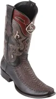 King Exotic MATTE BROWN PYTHON SNAKE Western Boot Dubai Square Toe D 479FN5707