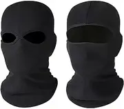 Set of 2 Black Balaclava MASK 1 and 2 Holes SAS Style Army SKI HAT Paintball Polyester, Black, One size