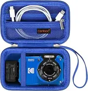 Canboc Carrying Travel Case for Kodak PIXPRO WPZ2 Rugged Waterproof Digital Camera, Underwater Photography Camera Bag, Zipper Mesh Pocket fits USB Cable, Battery, Adapter, Blue (Case Only)