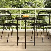 Stylish 55 cm Round Black Dining Table - Tempered Glass Top with Sturdy Steel Frame, UV-Resistant, Ideal for Outdoor Patio Dining, Durable Design