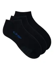 [All Day Socks] Cushioned Low Cut Socks 3 Pack in Black