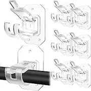 8PCS Upgraded No Drill Curtain Rod Brackets No Drilling Curtain Rod Holders Self Adhesive Curtain Rod Hooks Nail Free Adjustable Curtain Hangers Suitable for Poles of 0.78~1.57 Inch(Transparent)