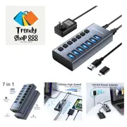 Powered USB 3.1 Hub, 7 Ports USB 3.1 Hub with 10Gbps Data Speed，Aluminum Hous...