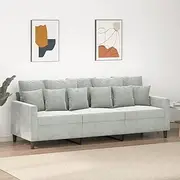 3-Seater Sofa Light Grey 180 cm Velvet,Luxurious Velvet 3 Seater Sofa for Comfort and Style in Your Living Room Living Room Furniture