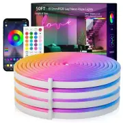 Neon Rope Lights, 50FT RGB Led Strip, Waterproof IP67, DIY Design, Music Sync...