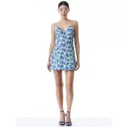 nwt ALICE + OLIVIA sz 12 Tayla Lantern Mini Dress in perfect pansy