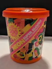 Vintage Tyco NEON Super Blocks 500 Pc Bucket Building Bricks NOS