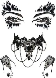 [Luckeey] 4 Pieces Halloween Gothic Choker Necklace Bracelets Jewellery Vampire Costume Women's Accessories Gothic Jewellery Steampunk Retro Lace Vampire Accessories for Halloween Costume Women's Gothic Costume