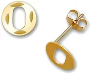 [JewelryWeb] 14k Yellow Gold Letter Name Personalized Monogram Initial O Stamping Teen Earrings 6x6mm Stud Earring