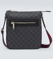 [Gucci] Gucci GG canvas leather-trimmed crossbody bag