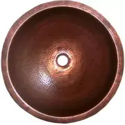 17" Round Hand-Hammered Terra Undermount Bathroom Copper Sink