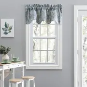 Ellis Curtain Lexington Leaf Printed Leaf Pattern Scallop Valance 58"x15" Blue