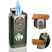 Galiner Windproof Cigar Lighter Sharp Vcutter Holder 3 Jet Torch Flame Gift Box