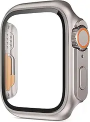 FFHAO PC Hard Case for Apple Watch Cover Screen Protector 45MM 41MM 8/7/6/SE/5/4 Cover Tempered Glass Screen Film for iwatch 40MM 44MM (Color : Original Color, Size : 41mm)