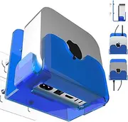 HOOKMEMO Wall Mount Stand Compatible for Mac mini M4/M4 Pro， Wall Stand Strong Adhesive ，A Design Without Drilling. (Transparent Blue)
