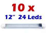 10x 12" LED INTERIOR BAR LIGHT LAMP ROOF CABIN BOAT CARAVAN WHITE 12V SWITCH