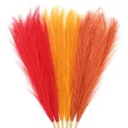 6-Pack Faux Pampas Grass 21.7 Inch for Home Decor/Wedding [Red,Orange,Gold]