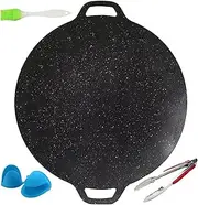 Grill Pan for Indoor Cooking - Cast Iron Round Grill Griddle Pan | Portable Cooking Tools with Handles for Induction, Stove Top, Electric Cooktop