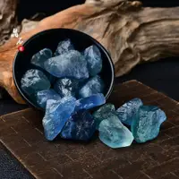 在飛比找ETMall東森購物網優惠-天然藍綠螢石原石擺件藍色水晶礦物標本裸石擴香石魚缸裝飾造景石