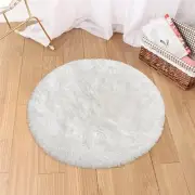 Small Rug for Bedroom Circle Rug 2 Ft Shag Rug for Kids 2x2 Feet (Round) White