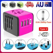 3.4/5A Universal Travel Adapter 3USB & Type-C Charger US/UK/EU/AU Plug Converter
