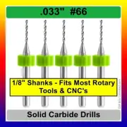 5x Kyocera #66 .85mm Carbide Drill Bits .033" Dia 1/8" Shank CNC Micro Drilling