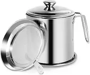 Oil Filter Pot,Stainless Steel Grease Container,Oil Container with Strainer,Stainless Steel Oil Storage Can,Reusable Grease Saver,Large Capacity Grease Container for Kitchen