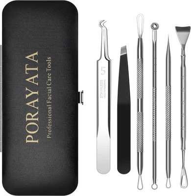 Blackhead Remover Tool Kit, 6 Pcs Pimple Popper Comedone Extractor Set with Acne