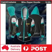 Hatsune Miku Cosplay Hoodie Sweatshirts 3D Printed Zipper Jacket Coat Unisex