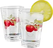 Corelle Coordinates Reston Lloyd Harvest Apple Collection by Sandy Clough Acrylic Juice Glass 8 oz, Set of 6, Clear