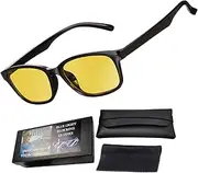 Blue Light Blocking Glasses for Computer, TV, Gaming, Women and Men, Improves Natural Sleep, Relieves Dry Eyes, Headaches, Blurred Vision, Includes Case, Healthy Gift, Glossy black and