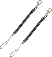 [MOKKHNB] 2pcs Elastic Keychain Spring Coil Retractable Rope Snap Hook for Keys and Accessories Durable Black Keyring for Organizing key USB Drives and More