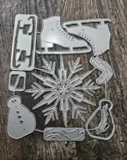 Winter Theme Metal Cutting Die Set Skate Snowflake Snowman Scrapbook Birthday