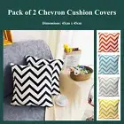 Pack of 2 Chevron Zig Zag On White Cotton Canvas Cushion Cover Throw Pillow Case