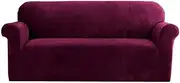 Artiss Sofa Cover, 3 Seater Couch Lounge Covers Stretch Armchair Slipcover Couches Protector Home Living Room Furniture, Soft Velvet Highly Stretchable Anti-Slip Machine Washable Red