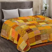Silk Vintage Kantha Quilt Patchwork Quilt Blanket Bedspread Bohemian Kantha
