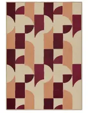 [Double Rugs] Arch Washable New Jute Area Rug in Burgandy