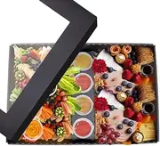 10 x Black Kraft Disposable Catering Grazing Boxes Trays with Lids Medium Catering Box with Lid
