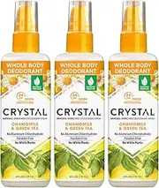 Crystal Essence Mineral Deodorant Spray, Chamomile & Green Tea 4 oz (Pack of 3)