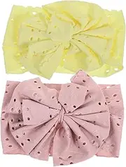 BIUDECO 2Pcs Headbands with Bow Design Elastic Hairbands for Festivals Birthdays and Christmas Celebrations Breathable and Comfortable Fit Two Charming Colors